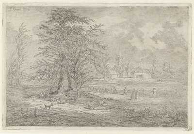 Schäfer bei einem Kornfeld von Gerardus Emaus de Micault