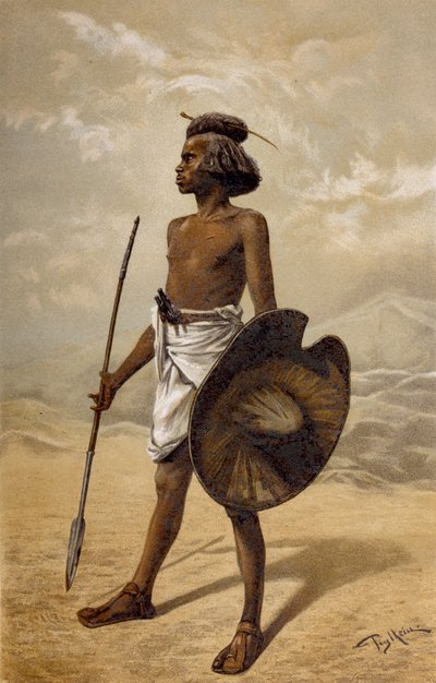 Ein nubischer Krieger, aus Die Geschichte der Menschheit, Bd.III, von Prof. Friedrich Ratzel, 1898 von German School