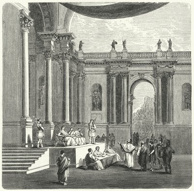 Ein römisches Gericht (Gravur) von German School