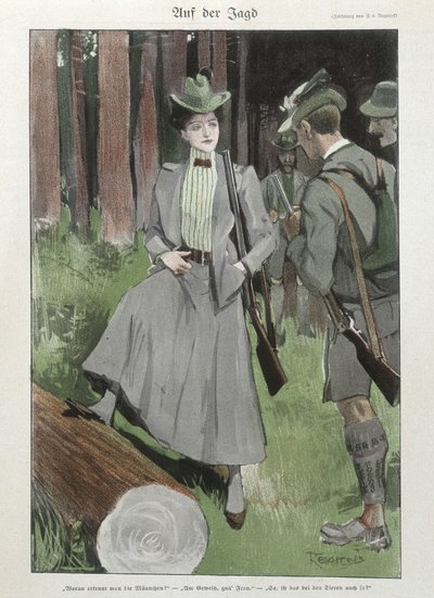 Eine Frau bei der Jagd - Deutsches Dokument von German School