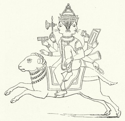 Agni, hinduistischer Feuergott (Stich) von German School