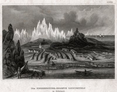 Akunnat, Grönland (Gravur, ca. 1850) von German School