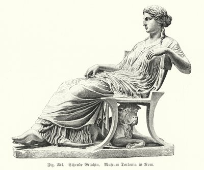 Antike griechische Statue einer sitzenden Frau von German School