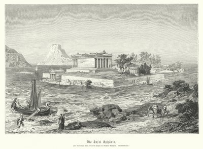 Antiker griechischer Tempel der Athena Apaturia auf der Insel Sphairia von German School