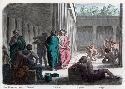 Alte Geschichte. Griechenland. Platoniker, Epikureer und Kyniker: Athletik (Gravur) von German School