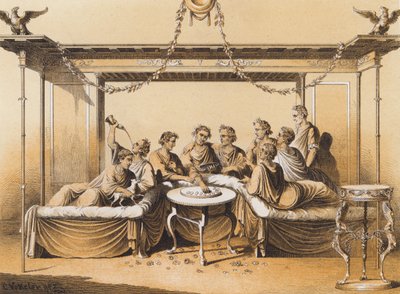 Alte Römer genießen eine Mahlzeit von German School