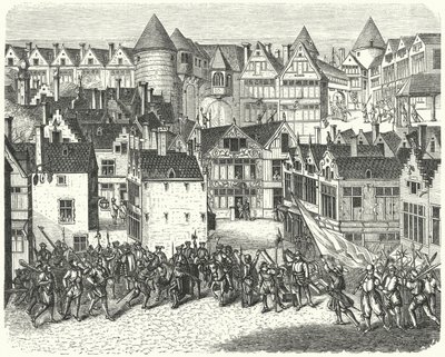 Antwerpen zur Zeit der Plünderung der Stadt durch die Spanier, bekannt als die Spanische Furie von German School