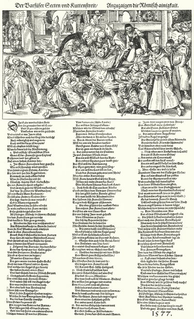 Barfüßige Sekten und der Streit um die Mönchskutte (Stich) von German School