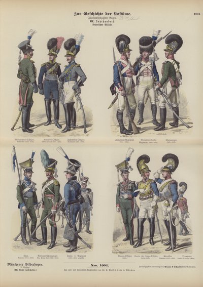 Bayerische Militäruniformen, frühes 19. Jahrhundert von German School