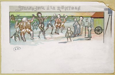 Strandidylle im Röntgenstil, Karikatur über Röntgenstrahlen, ca. 1896-99 von German School