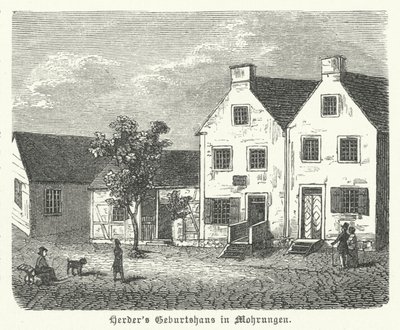 Geburtsort des deutschen Autors, Philosophen und lutherischen Theologen Johann Gottfried von Herder, Mohrungen (Stich) von German School