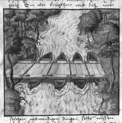 Brücke aus Booten, Illustration aus L