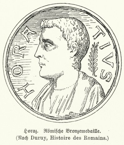 Bronzemedaille mit dem römischen Dichter Horaz (Lithografie) von German School