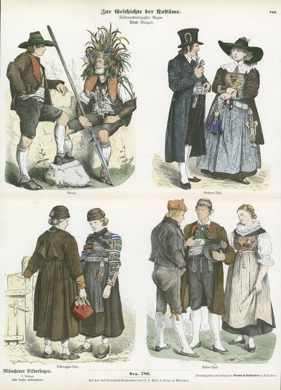 Kostüme aus Tirol, 19. Jahrhundert von German School