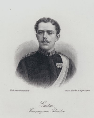 Kronprinz Gustaf von Schweden, der zukünftige König Gustaf V (Gravur) von German School