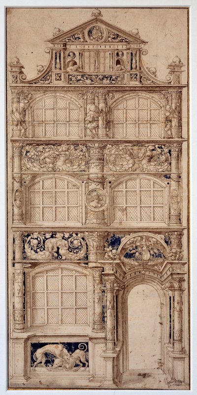 Dekoration einer Hausfassade von Hans Holbein dem Jüngeren (1497-1543) Dim. 0,58 x 0,27 m Paris, Louvre Museum von German School