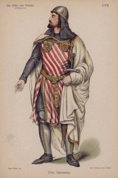 Don Garceran, aus Die Jüdin von Toledo von Franz Grillparzer (Farblitho) von German School