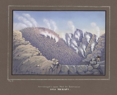 Ausbrüche und innere Wand des Merapi Vulkans, Pl. V aus Topographischer und Naturwissenschaftlicher Atlas zur Reise durch Java, von Dr.Fr.Junghuhn, Magdeburg 1845 von German School