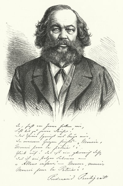 Ferdinand Freiligrath, deutscher Dichter, Übersetzer und liberaler politischer Agitator (Stich) von German School