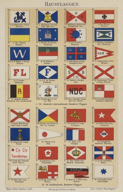 Flaggen von Reedereien und Unternehmen von German School