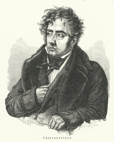 Francois-Rene de Chateaubriand, französischer Romanautor, Politiker, Diplomat und Historiker (Lithografie) von German School