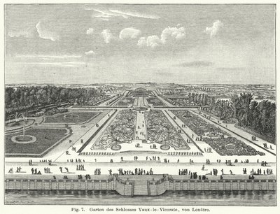 Gartengestaltung: Gärten des Schlosses Vaux-le-Vicomte, Maincy, Frankreich, angelegt von Andre le Notre im 17. Jahrhundert von German School