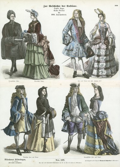Deutsche und französische Kostüme, frühes 18. Jahrhundert von German School