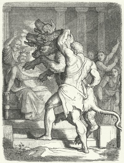 Herakles bringt Kerberos zu König Eurystheus von German School