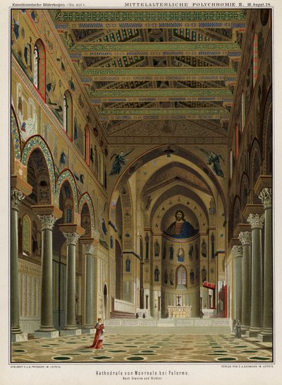 Innenraum der Kathedrale von Monreale, Palermo, Sizilien, Italien von German School