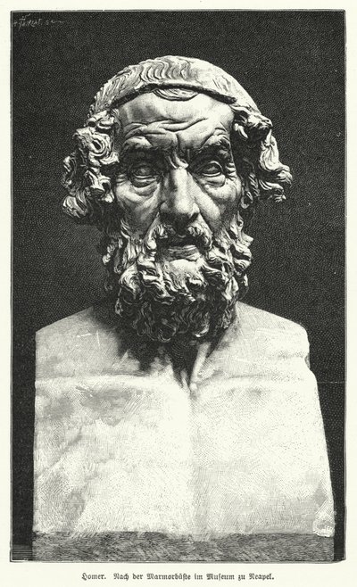 Marmorbüste von Homer, antiker griechischer Dichter von German School