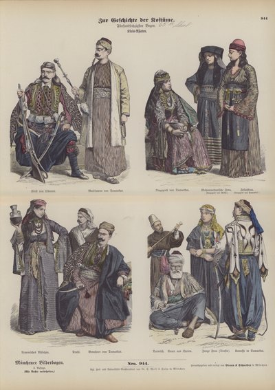 Nahöstliche Kostüme (farbiger Stich) von German School