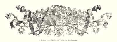 Schmuckstück, gefunden vom deutschen Archäologen Heinrich Schliemann bei seinen Ausgrabungen in Troja von German School