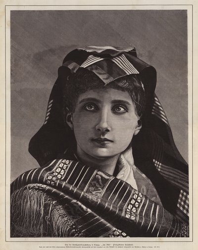 Porträt einer Frau, preisgekrönter Holzschnitt von der Kunst- und Handwerksausstellung, Leipzig, Deutschland von German School