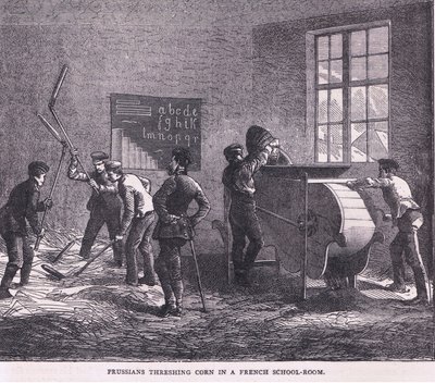 Preußen dreschen Korn in einem französischen Klassenzimmer, Cassells Geschichte des Krieges zwischen Frankreich und Deutschland von German School