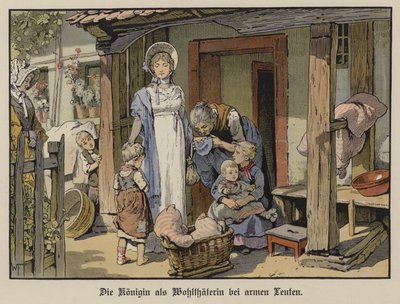 Königin Louise von Preußen, Wohltäterin der Armen (Farblithografie) von German School