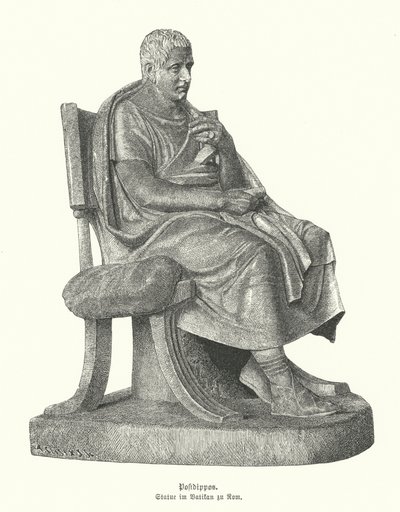 Römische Kopie einer Statue des antiken griechischen Komödiendichters Posidippus von German School