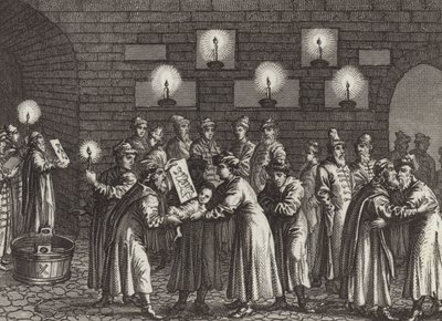 Russisch-orthodoxe Taufe. Illustration für Bilder-Atlas (Gravur) von German School