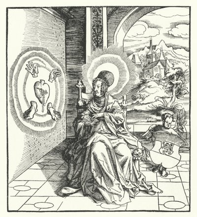 St. Amalberga von Maubeuge (Gravur) von German School