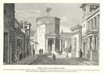 Straße und der Turm der Winde in Athen, Antikes Griechenland von German School