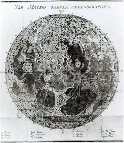 Oberfläche des Mondes, Illustration aus Selenotopographische Fragmente von Johann Hieronymus Schroeter, veröffentlicht 1791 von German School