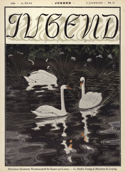 Schwäne auf einem See von German School