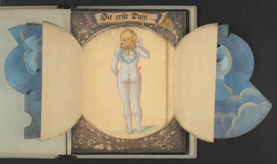 Tafeln, die den Menschen in drei verschiedenen Zuständen darstellen, Add MS 5788 von German School