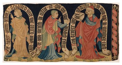 Wandteppichfragment, das drei Propheten darstellt, aus Franken (Wolle) von German School