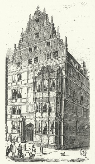 Das Haus des deutschen Universalgelehrten Gottfried Wilhelm Leibniz in Hannover (Stich) von German School