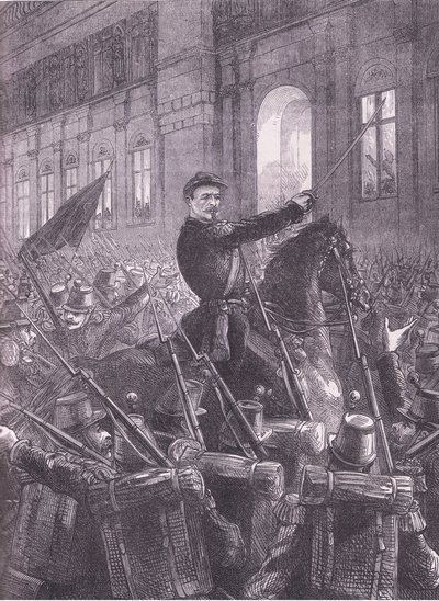 Trochu versammelt die Nationalgarde vor dem Hotel de Ville, Cassells Geschichte des Krieges zwischen Frankreich und Deutschland von German School