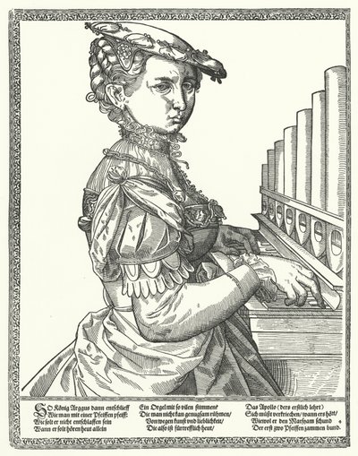 Frau, die eine Orgel spielt von German School