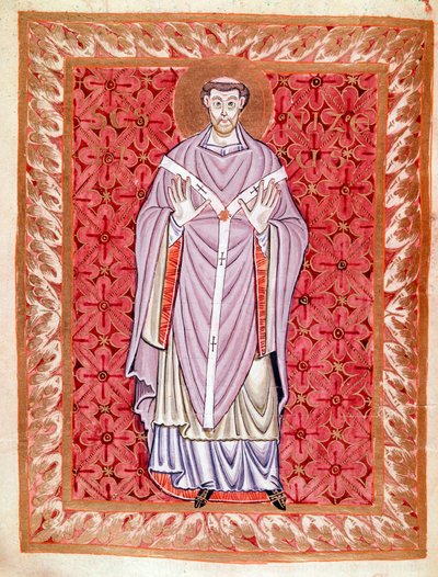 Darstellung des Heiligen Nizier von Lyon (513-573) Miniatur aus dem Codex Egberti von der Schule von Reichenau, um 980 von German School