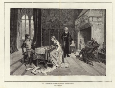 Ein Schachspiel (Gravur) von Gerolamo Induno