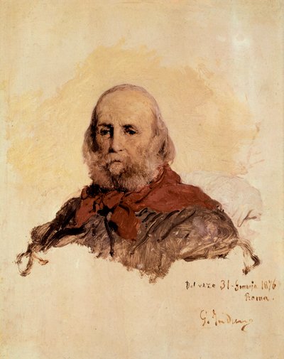 Italienische Einheit: Porträt von Giuseppe Garibaldi (1807-1882), italienischer Patriot. Werk von Gerolamo (Girolamo) Induno (1825-1890) von Gerolamo Induno