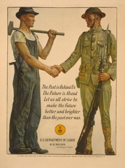 Die Vergangenheit liegt hinter uns, die Zukunft vor uns. Lasst uns alle bemühen, die Zukunft besser und heller zu machen als die Vergangenheit, 1918 von Gerrit Albertus Beneker
